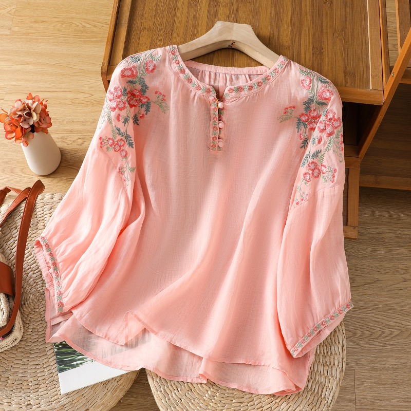Linen Shirt Breathable - Chinese Style Women's Clothing Blouses Vintage
