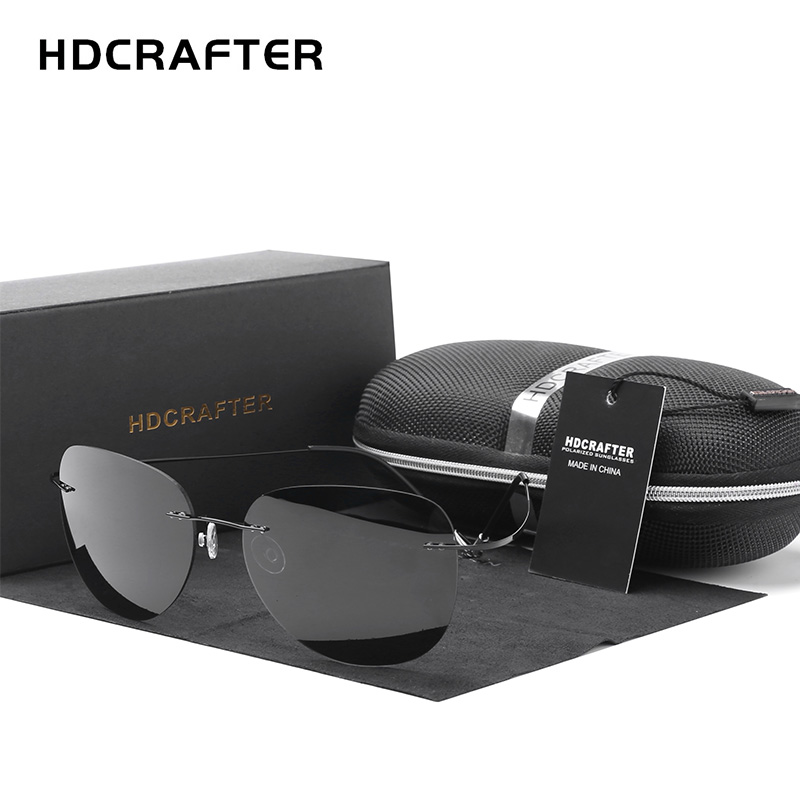 Sunglasses Aviator Polarized - HDCRAFTER Titanium Polarized Sunglasses Rimless Super