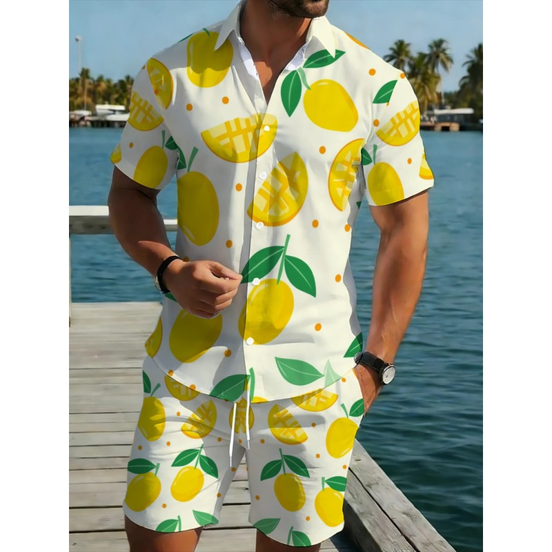 Men Linen Print Short Sleeve S - Short Linen Drawstring review and price